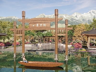 现代新中式牌坊牌楼 牌坊 大门 牌楼 门楼 入口大门