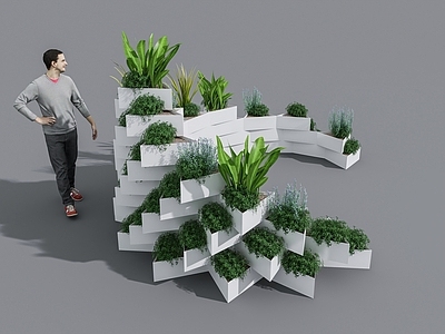 花草 现代造型花箱 组合花盆 种植池