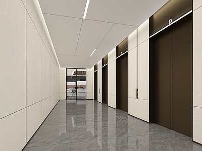 现代轻奢室内停车场 停车场 电梯厅 电梯轿厢 等候区