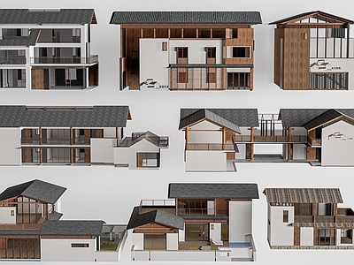 现代艺术风格建筑 现代民宿建筑 小建筑 乡村建筑