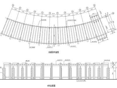 现代廊架 弧形廊架 木廊架 施工图