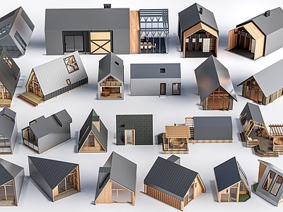现代艺术风格建筑 现代小木屋 小型建筑 露营建筑