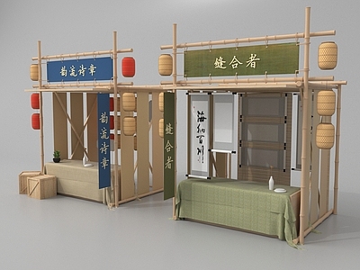 商展器材 古风摊位 新中式集市摊位 竹制简易商业摊位