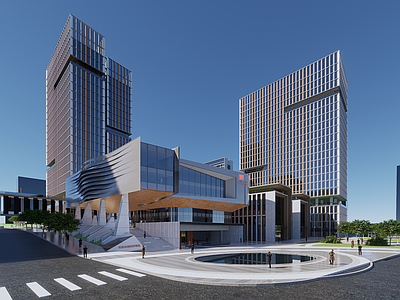 现代办公楼 城市综合体 高层办公公寓 商业综合体 架空 下层空间