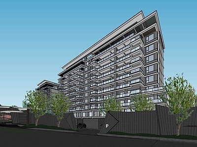 现代轻奢小区建筑 示范区景观 华润润府 精神堡垒 小区出入口 景观围墙出入口