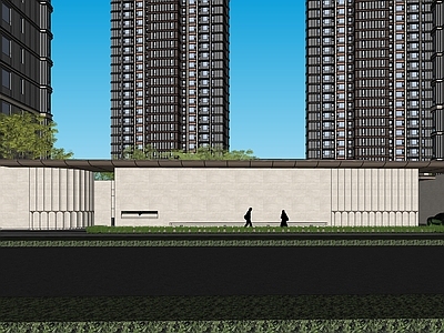 现代轻奢小区建筑 小区出入口 社区大堂 豪宅出入口 大门 景观入口