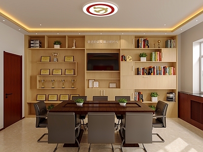 现代极简活动室 活动室 工装 会议室