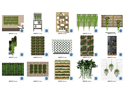 现代简约其他小品 绿植花架 景观花架 绿植墙 绿幕墙 景观绿墙