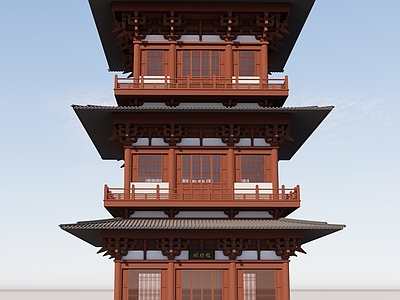 中式禅意古建筑 古塔建筑 塔楼