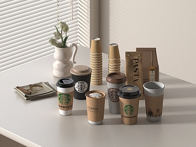 餐具 餐具 咖啡杯 奶茶 笔 纸