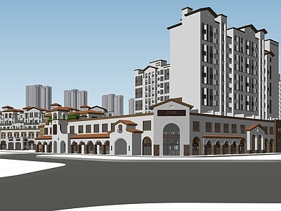 意式高层住宅 地中海建筑 风情商业街 联排