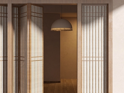 新中式中式木屋 木门 屏风 折叠门