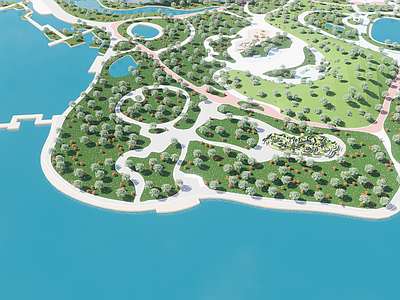 现代滨水景观 现代滨水公园 城市公园