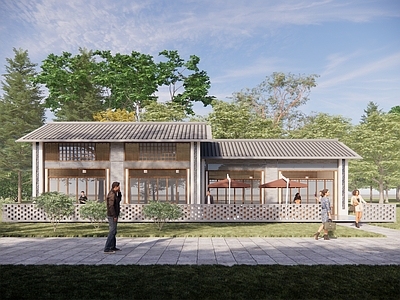 中式新中式餐饮建筑 中式餐饮建筑 中式餐厅 中式咖啡厅 中式奶茶店 中式风格服务中心