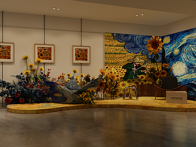 现代其他公共空间 展厅 油画 纸船 向日葵