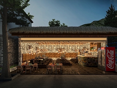 中式侘寂风格建筑 山腰间的温泉泡脚