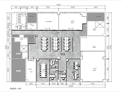 现代整体办公空间 现代办公室 施工图
