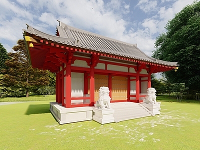 中式古建筑 庙宇入口建筑