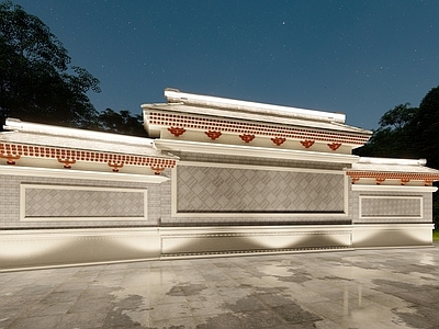 中式其他景观小建筑 中式斗拱照壁