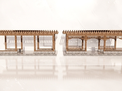 现代新中式廊架 花架 廊架 亭廊 长廊 文化长廊