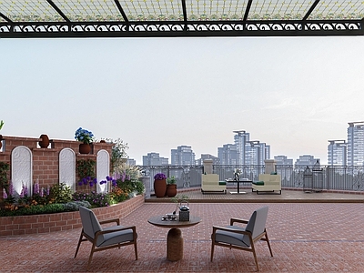 现代屋顶花园 民国风屋顶花园 红砖屋顶花园