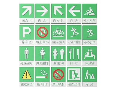 现代标识标牌 2D工厂指示牌 安全生产提示牌 工厂警示牌 安全生产标识牌 工厂导视牌