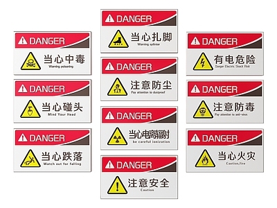 现代标识标牌 2D工厂指示牌 安全生产提示牌 工厂警示牌 安全生产标识牌 工厂导视牌