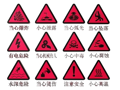 现代标识标牌 2D工厂指示牌 安全生产提示牌 工厂警示牌 安全生产标识牌 工厂导视牌
