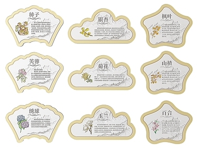 新中式标识标牌 2D草地指示牌 植物花草牌介绍牌 公园花草标识牌 草地标语牌 草坪指示牌