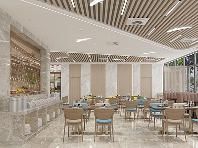 新中式自助餐厅 卡座 自助餐台