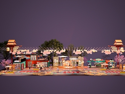 中式商场建筑 国潮集装箱商业