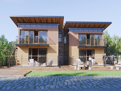现代新中式餐饮建筑 乡村木屋餐厅建筑 独栋民宿 生态餐厅 园林火锅 木屋建筑