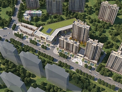 现代商业街 商业街 高层住宅 商业综合体