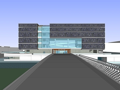 现代新中式展览馆建筑 新中式现代博物馆 公共建筑 展览馆