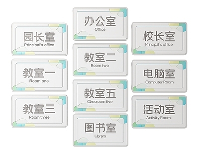 现代标识标牌 2D学校指示牌 学校校园标识牌 学校校园导视牌 学校班级门牌 学校校园科室牌