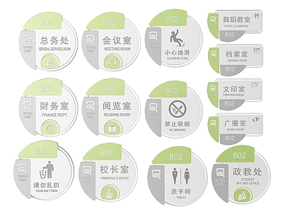 现代标识标牌 2D学校指示牌 学校校园标识牌 学校校园导视牌 学校班级门牌 学校校园科室牌