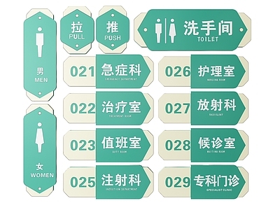 现代标识标牌 2D医院指示牌 医院诊所标识牌 医院诊所导视牌 医院门诊门牌 医院诊所科室牌