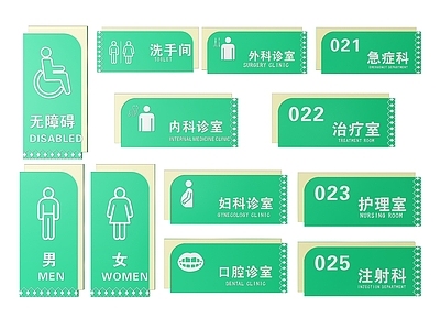 现代标识标牌 2D医院指示牌 医院诊所标识牌 医院诊所导视牌 医院门诊门牌 医院诊所科室牌