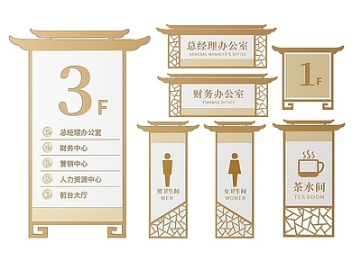 新中式标识标牌 2D企业指示牌 企业公司标识牌 企业公司导视牌 公司办公室门牌 企业公司科室牌