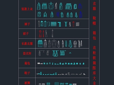 现代服装鞋帽 鞋子 衣服 裤子 箱包 被褥 施工图