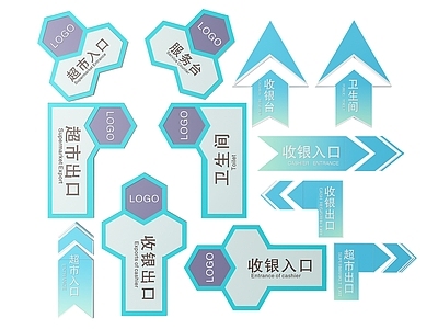 现代标识标牌 2D超市指示牌 超市分区标识牌 超市商场导视牌 超市商场提示牌 超市商场导购牌
