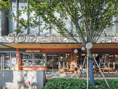 现代街道外景 商业街外景 门头店面 人行道