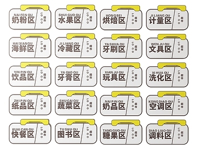 现代标识标牌 2D超市指示牌 超市分区标识牌 超市商场导视牌 超市商场导购牌 超市商场提示牌