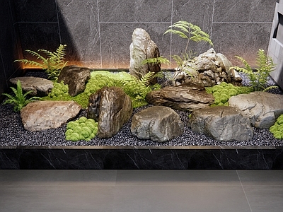 新中式石头 景观石 室内景观 庭院小品 苔藓