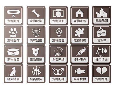 现代标识标牌 2D宠物店指示牌 宠物店标识牌 宠物店导视牌 宠物店门牌 宠物店提示牌