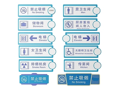 现代标识标牌 2D厨房指示牌 厨房区域标识牌 厨房后厨导视牌 厨房后厨门牌 厨房后厨分区牌