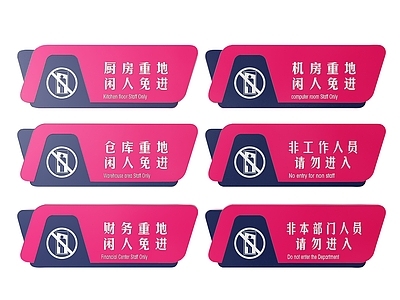 现代标识标牌 2D厨房指示牌 厨房区域标识牌 厨房后厨导视牌 厨房后厨门牌 厨房后厨分区牌