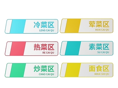 现代标识标牌 2D厨房指示牌 厨房区域标识牌 厨房后厨导视牌 厨房后厨门牌 厨房后厨分区牌