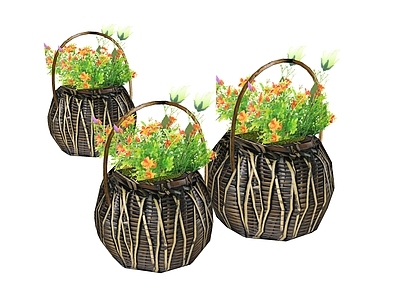 现代花艺 传统藤编花篮