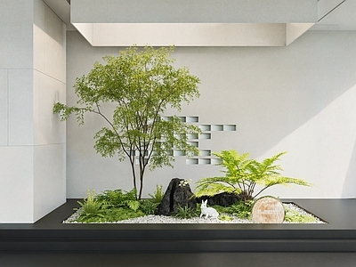 现代雕塑小品 苔藓 蕨 小品 室内造景 植物